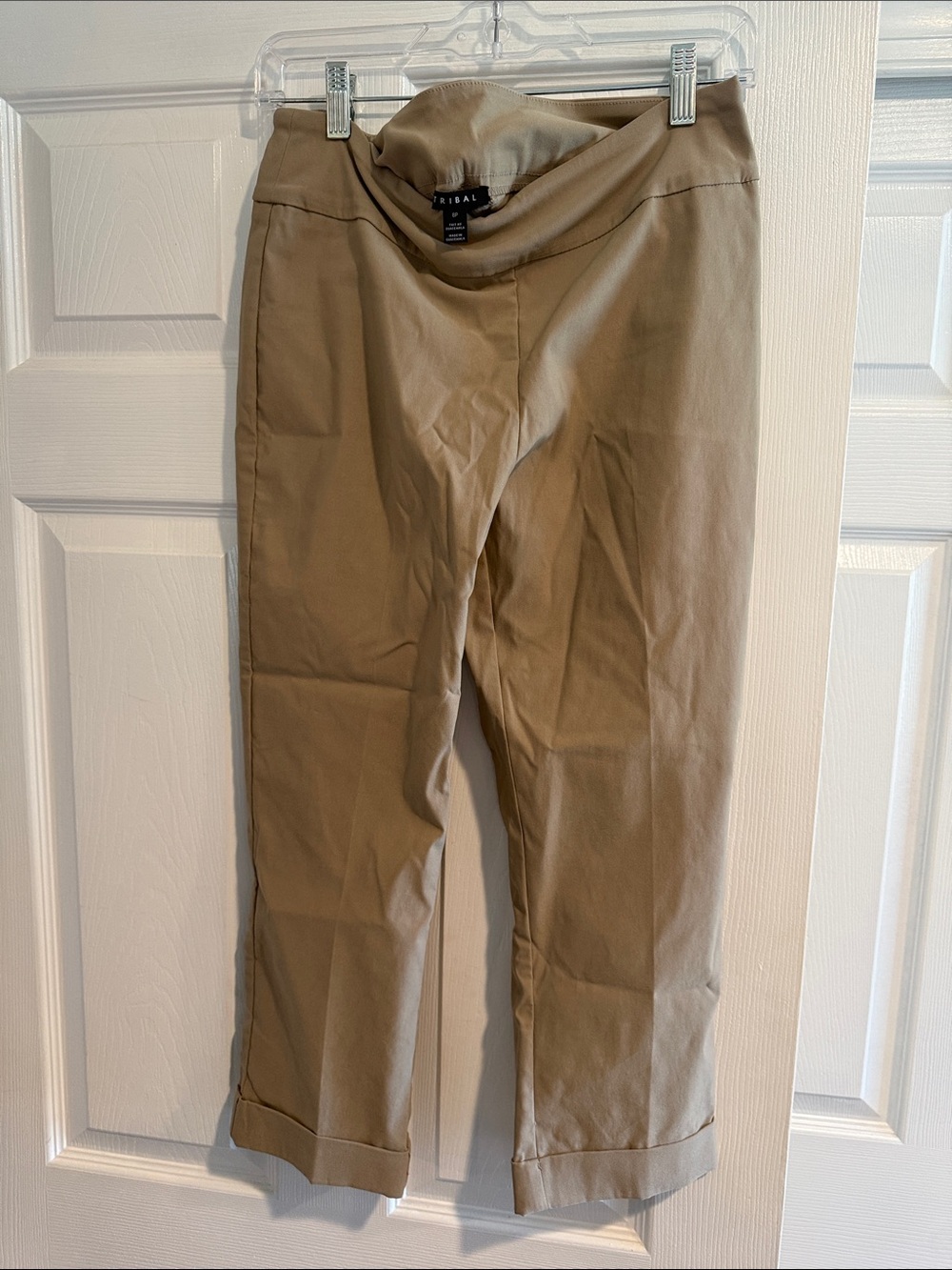 Tribal Women's Khaki Cropped Ankle Pants